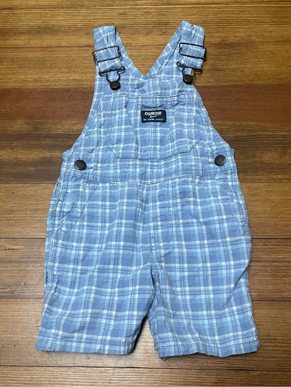 OshKosh B'gosh Light Blue Plaid Shortalls Size 2T